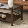 Desert Fields Magnolia Metal X Coffee Table, Dark Walnut