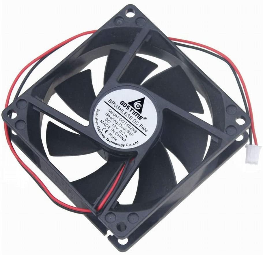 GDSTIME 80mm Fan, 80x80x25mm 12V Dc Dual Ball Bearings Brushless