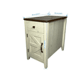 thumbnail image 3 of Tcbosik 13.7 inch Small Nightstand with Charging Station, Farmhouse Bedside Table with Door, Drawer and Shelf, Accent End Table for Home Office, Easy Assembly, Brown & White, 3 of 8