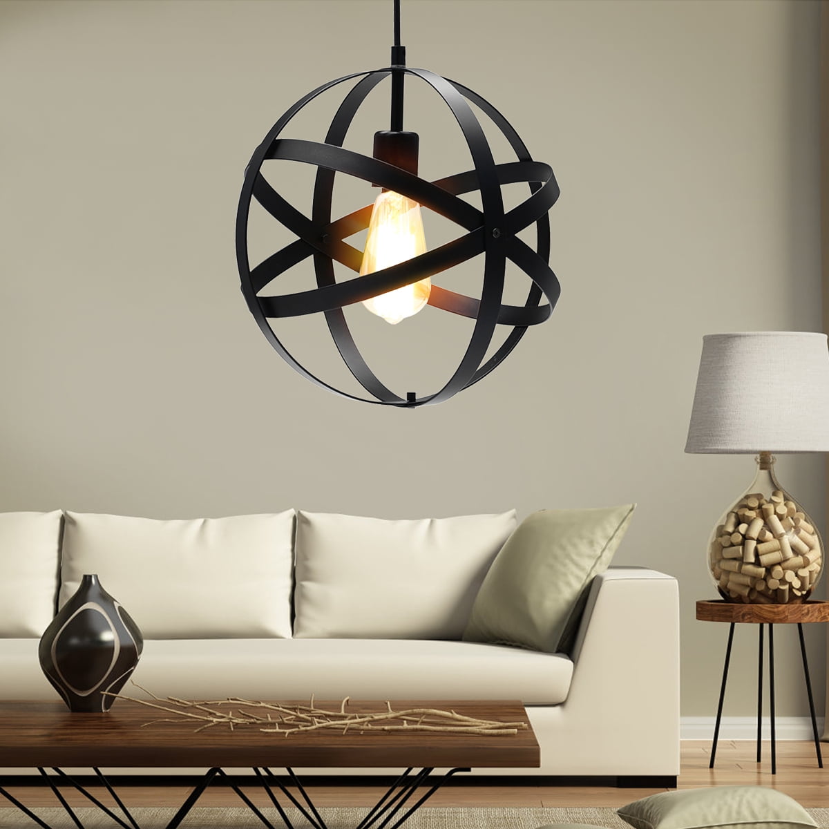 Industrial Vintage Look Globe Pendant 