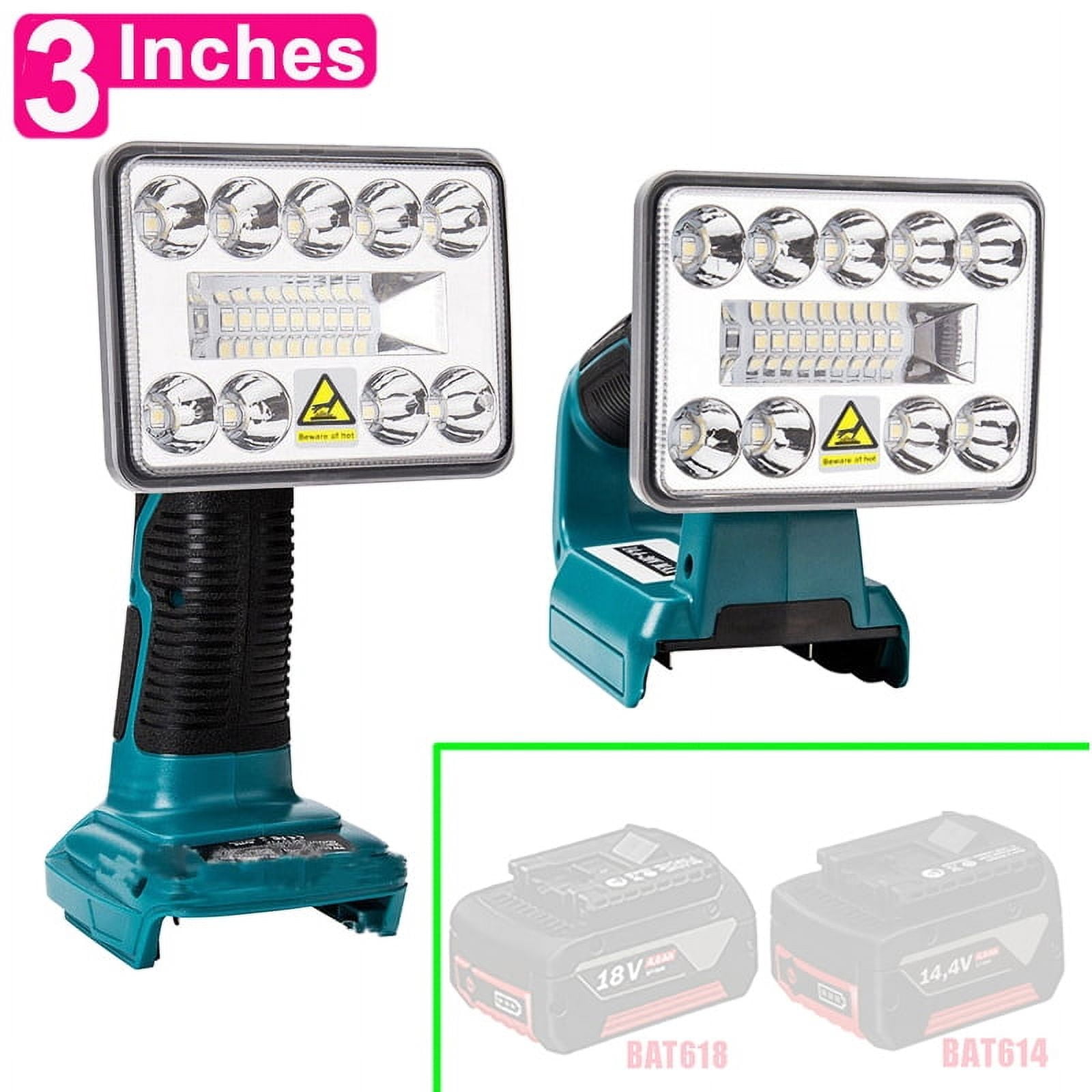 3 Inch Car Work Lamp Li-ion Battery Adapter USB Charger Work Light For Makita For DeWalt For Bosch For Milwaukee Craftsman black decker Lithium Battery