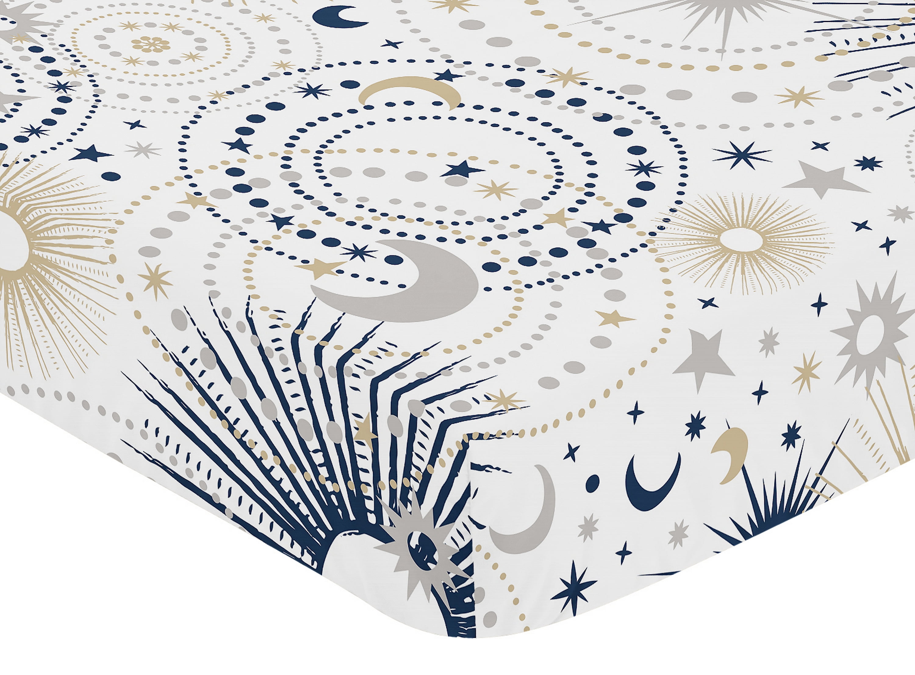 Sweet Jojo Designs Celestial Navy Blue Gold and White Fitted Crib Sheet