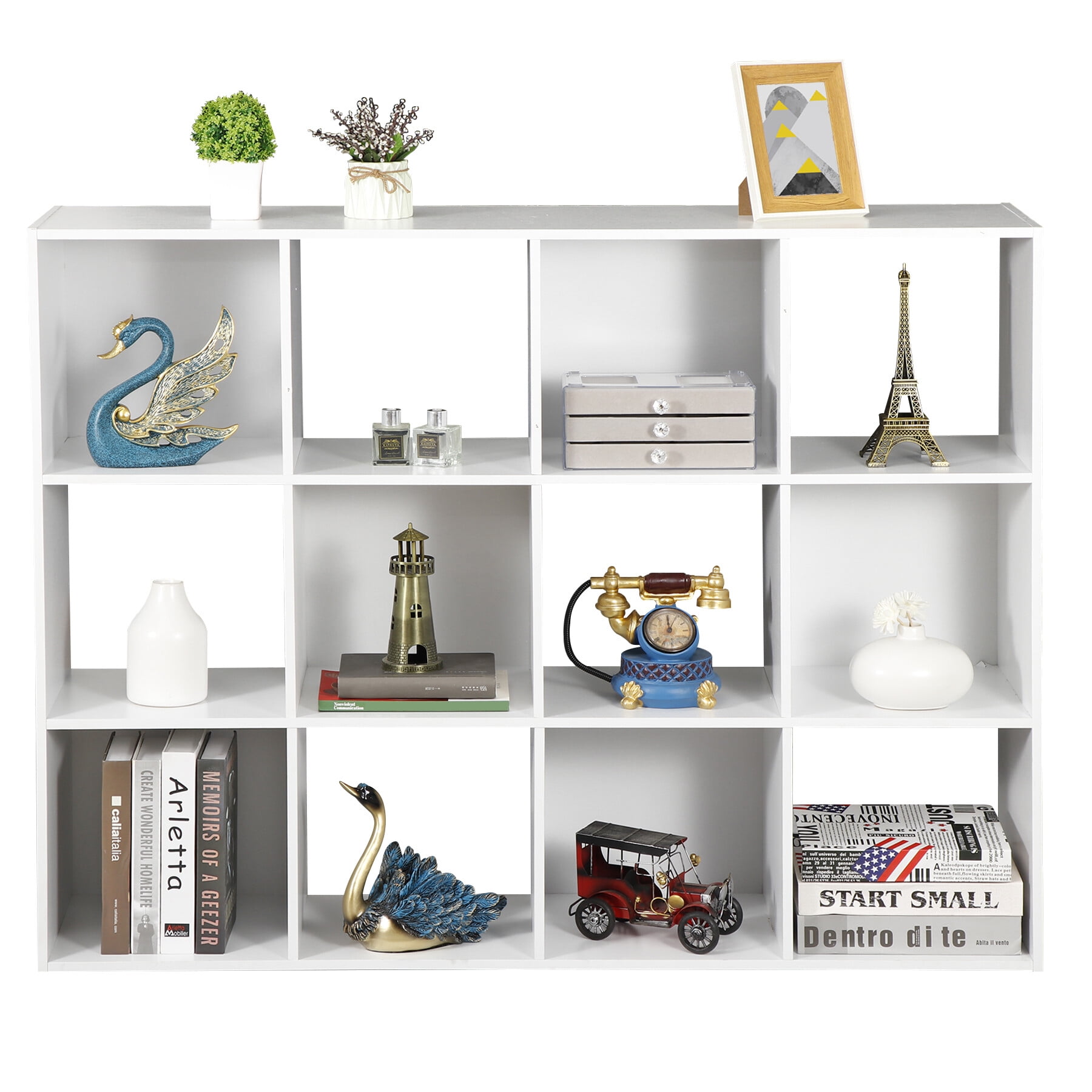 ZENSTYLE 12 Cubes Storage Shelves Organizer Bookshelf Display Cabinet for Home Office White