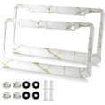 thumbnail image 2 of Coolnut Gold Marble License Plate Frames 2 Pack, Waterproof Aluminum Alloy Car Tag Holder 2 Holes License Plate Covers with Screw Caps Auto Accessories, 2 of 7