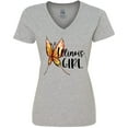 thumbnail image 3 of Inktastic Illinois Girl- Butterfly Women's V-Neck T-Shirt, 3 of 5