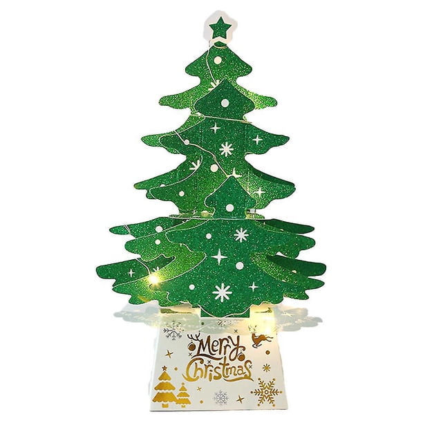 Adornos navideños Mini adorno de tarjeta navideña de escritorio árbol de Navidad brillante
