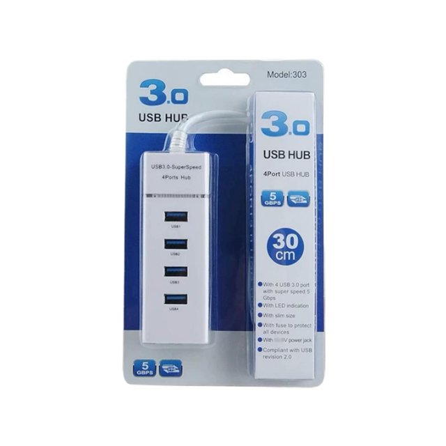 USB 3.0 Expansion Hub with 1.5Gbps Transmission, 4-Port Support, No External Power, Driver-Free for Windows, OSX, Linux
