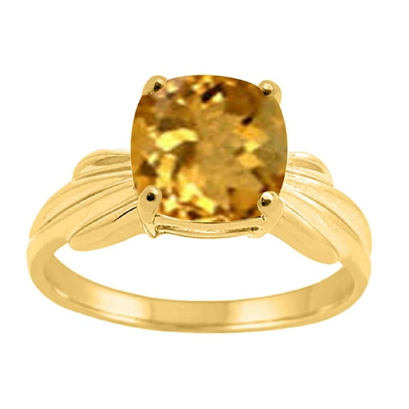 Mauli Jewels Engagement Rings for Women 2.25 Carat Cushion Cut Citrine Ring 4-prong 10K Yellow Gold