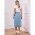 thumbnail image 4 of DARING DIVA Women's Denim Midi Skirt Button Up Slit Jean Skirts Medium Light Blue, 4 of 6