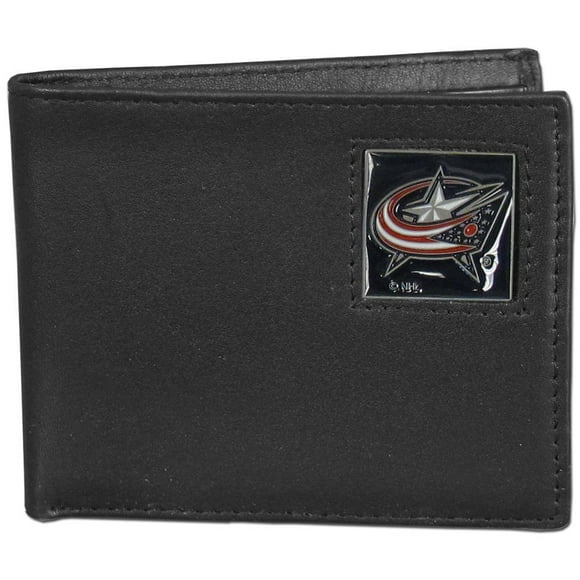 Portefeuille Pliant en Cuir pour Hommes NHL Siskiyou Sports Columbus Blue Jackets Taille Unique Noir