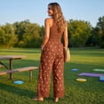 thumbnail image 6 of Resicozy Cropped Lace Hem Leg Pants for Women Polka Dot Summer High Waist Balloon Lightweight Beach Trousers with Pockets Light Brown 2XL, 6 of 6