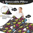 thumbnail image 3 of Floral Multicolor Cat Black Pattern Teens Toddler Nap Mat with Pillow, Sleeping Mat Bag for Preschool Daycare 59"x22", 3 of 6