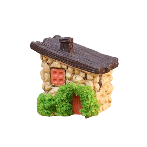 Mini figura de casa de dibujos animados en miniatura, señal de carretera en miniatura, silla, buzón de piedra, estatua de hongo, casa, decoración de jardín de hadas en micro paisaje