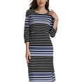thumbnail image 6 of Jinhomg Women's 3/4 Sleeve Nursing Dress Fall Comfy Striped Print Midi Bodycon Dress Casual Pregnancy Breastfeeding Dress with Pockets Spring Saving Black L, 6 of 9