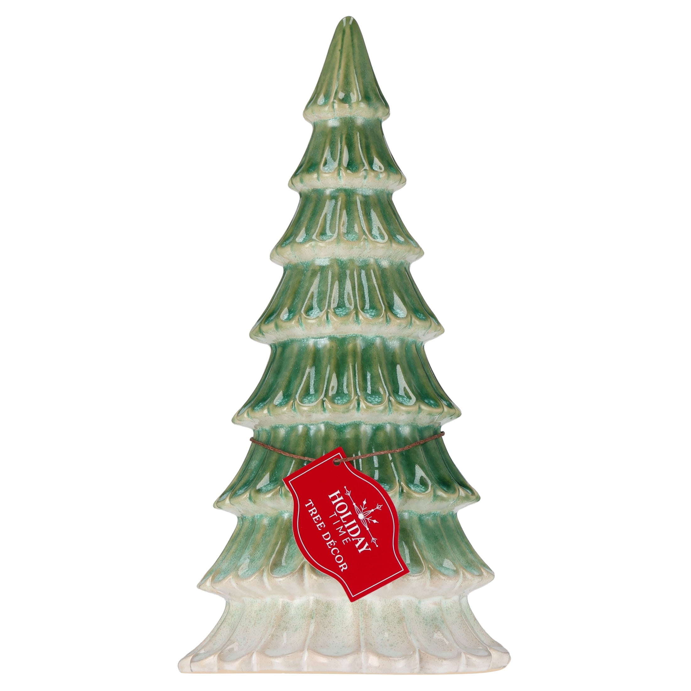 Ceramic Tree Christmas Decoration, Green and White, 10.5", by Holiday Time