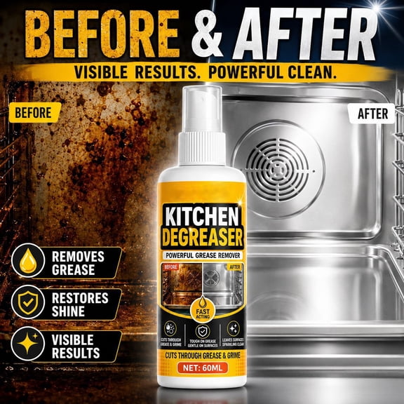 Cheyubny Fast-Acting Kitchen Cleaner Spray, Heavy Duty Kitchen Grease Remover Spray, Degreaser Spray for Stove, Countertop, Ovens Surfaces, 2 Fl Oz