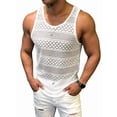 thumbnail image 2 of Men See Through Vest Crewneck Sleeveless Tank Tops Shirts White XL, 2 of 7
