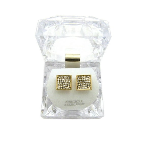 Unique Fashion 21 8.9mm Rhinestone Square Shape Magnetic Stud Earring No Piercing Required