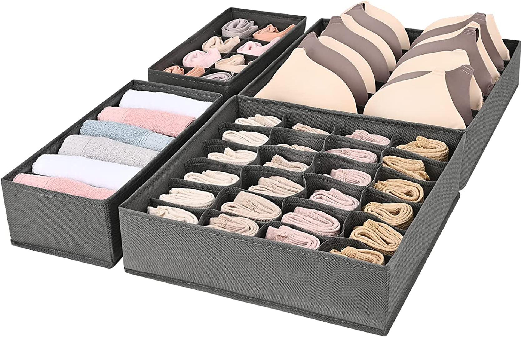 4 Pack Drawer Organizer Dividers Drawer Organizers Nonwoven Fabric