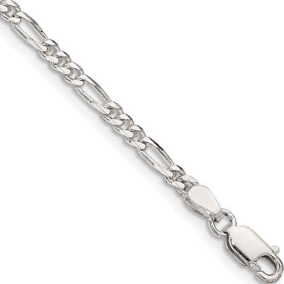 Sterling Silver 2.85mm Figaro Chain (7 X 2.85) Made In India qfg080-7