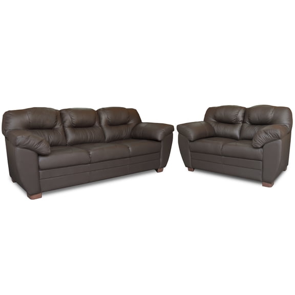 Sala de Piel Genuina Sofá y Love Seat ConfortoPiel  Toscana Chocolate