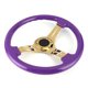 thumbnail image 5 of Volante de carreras universal, 14 pulgadas, 6 orificios, galvanoplastia, soporte dorado, morado con cable de bocina, 5 of 8