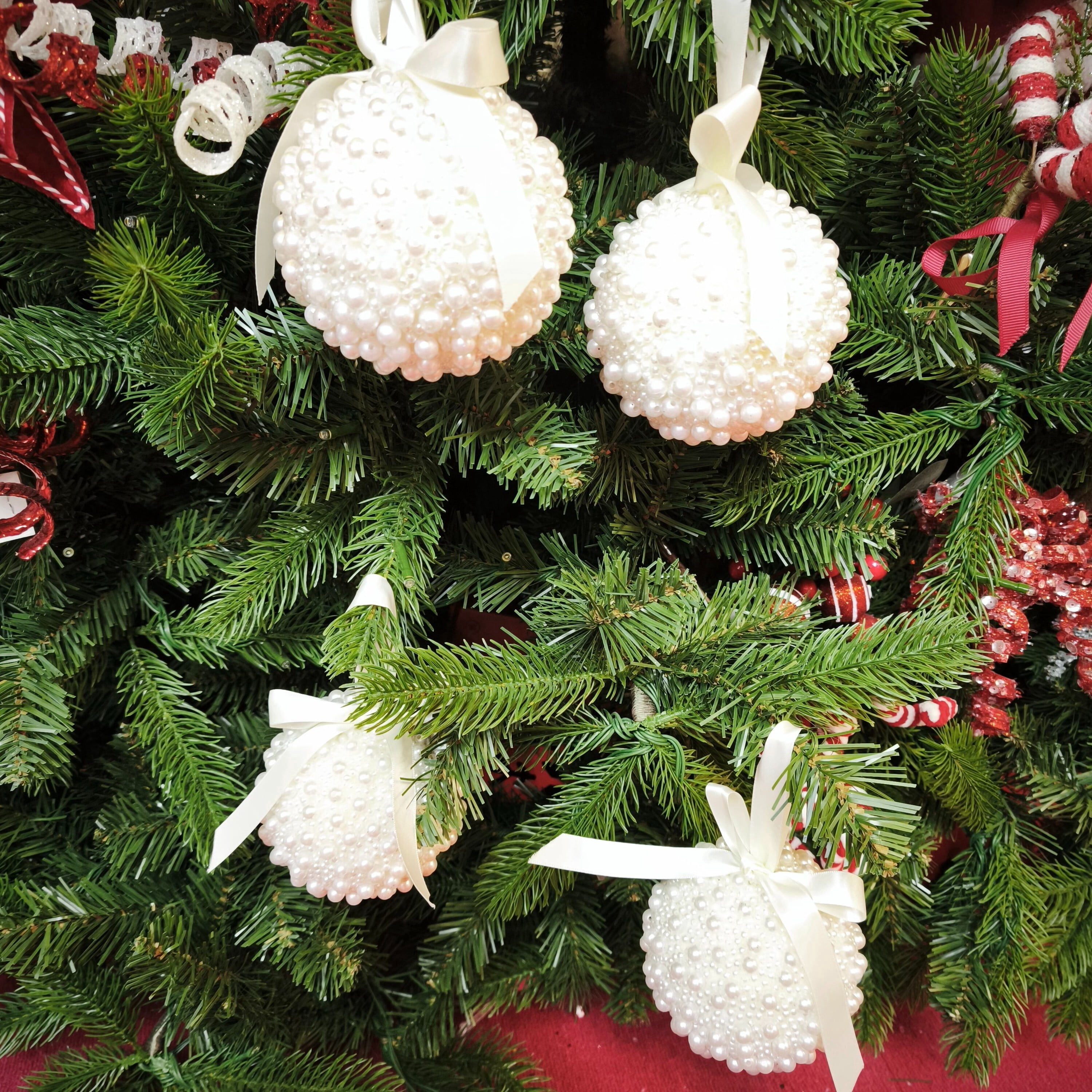 4-Count White Pearl Shatterproof Christmas Ornaments, 3.9", by Holiday Time