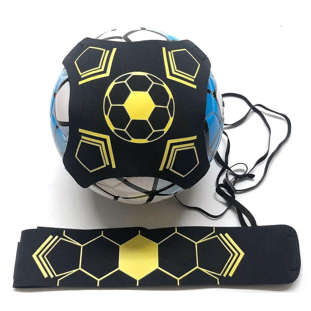 Entrenador de patadas de fútbol ajustable, se adapta a tamaño de pelota 3, 4 y 5 negro + amarillo