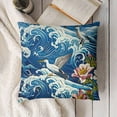 thumbnail image 3 of SHANXI  Throw Pillow Covers Japan Crane Bird Blue Sea Wave Flowers Design Square Pillowcase for Home Decor Sofa Car Bedroom Pillow case  24x24in, 3 of 5
