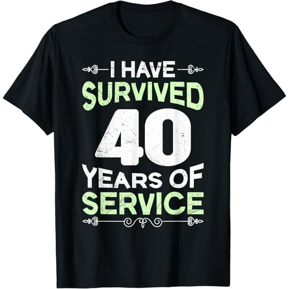 40 years of work Service anniversary 40 years T-ShirtMen's and women's gift, black and white T-shirt, size: Extra large S-4XL
