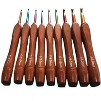 Wooden Crochet Hook Set, 9 Piece Bamboo Set Multicolor Aluminum for Yarn 2-6mm