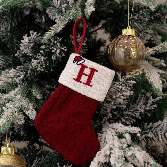 Fournitures Décoratives de Noël Chaussettes Tricotées Rouges Pendentif Arbre de Noël Chaussettes en Laine Brodée Rhétorique Ensemble Suspendu Fenêtre une Histoire de Noël Marchandise Ornement Décorations Vitrail