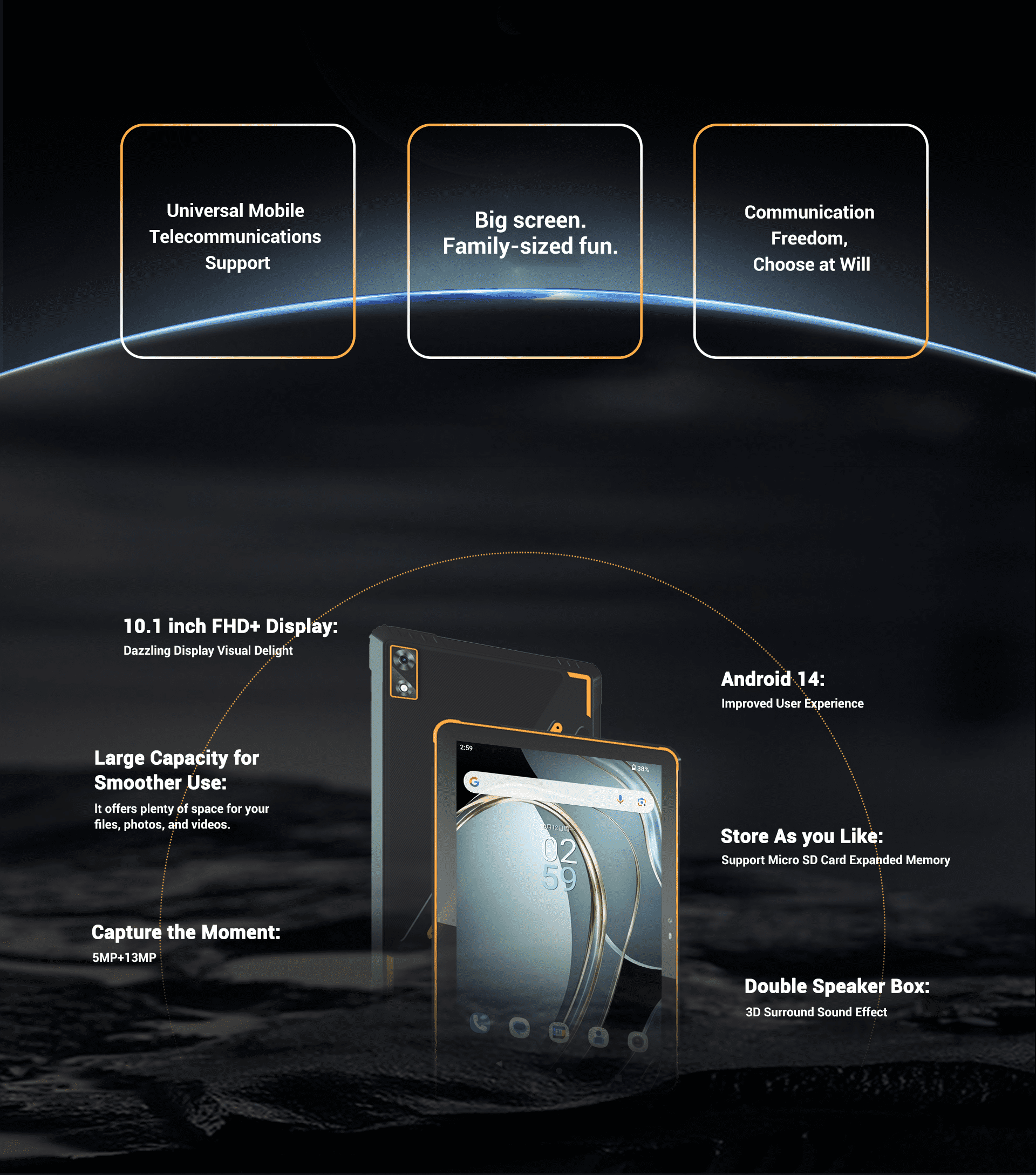 AOZORA K101 Android Rugged Tablet 10.1-inch 7000mAh Battery IP68 Octa-Core CPU Verizon Tablet