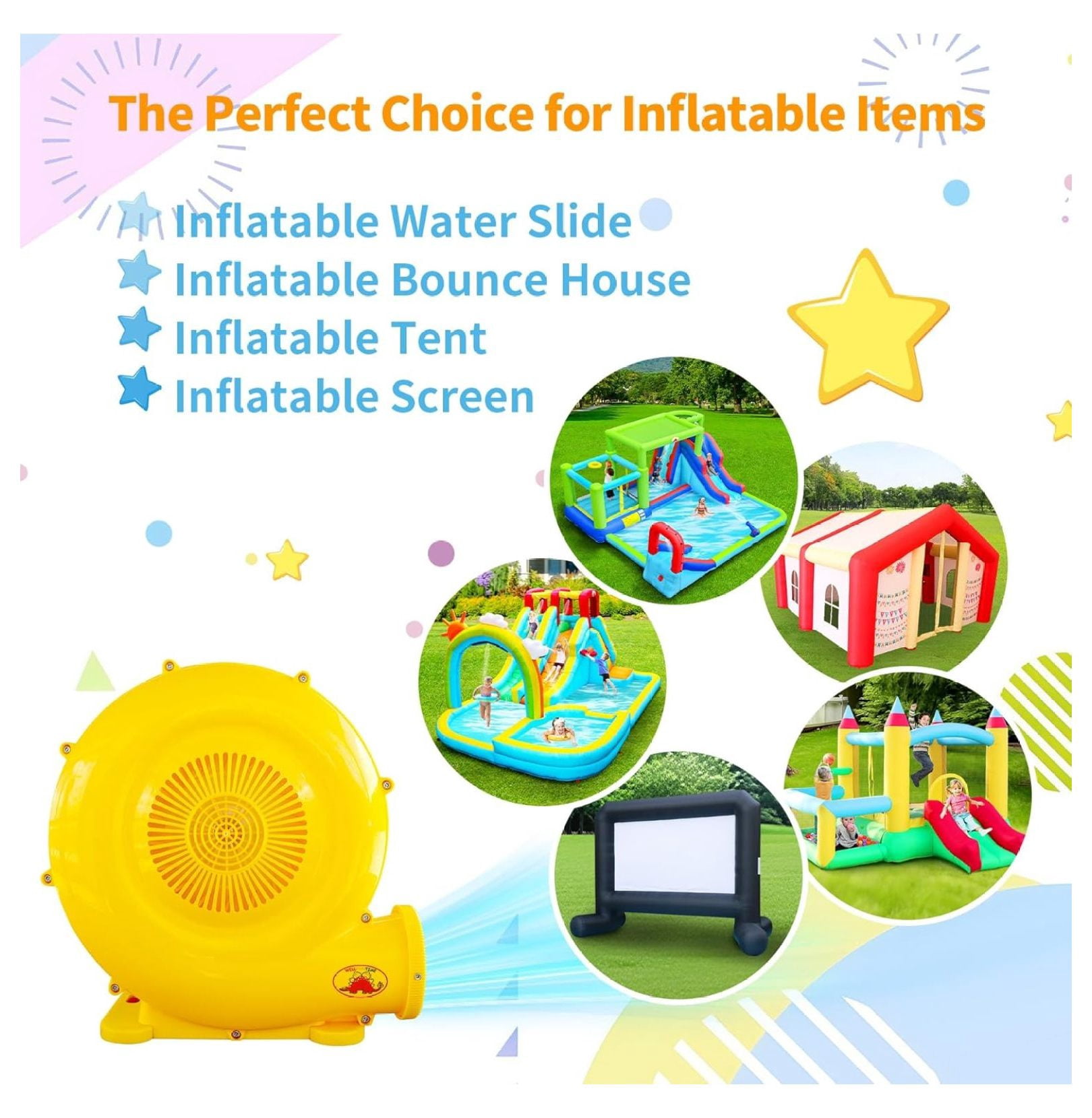 House Air Blower, 520W Blower for Inflatable Water Slide, Bouncy Castle, Inflatable Screen, Inflatable Tent, Floor Fan, Dryer