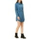 thumbnail image 4 of INSPIRE CHIC Camisa vestido de botones con cuello y cinturón de manga enrollada para mujer XS azul, 4 of 5