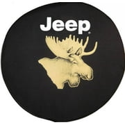 SpareCover - Brawny Series - Jeep Logo with Moose on 29" tall Denim Textured Vinyl - Heavy Duty - Tire Cover - made in USA only