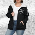 thumbnail image 3 of Women's Hooded Jackets Full Zip Heart Graphic Print Cardiagan Plus Size Thicken Thermal Sweatshirts Outwear With Pockets (L, Black-A), 3 of 5