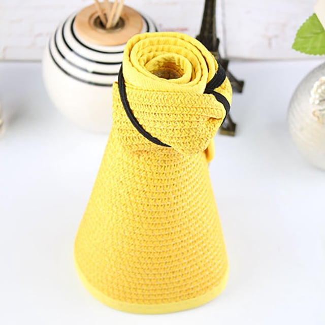 Chapeaux Visière de Soleil pour Femmes à Grand Bord, Queue de Cheval Roulée, Chapeau d'Été pour la Plage, UPF, Pliable et Compact, Voyage