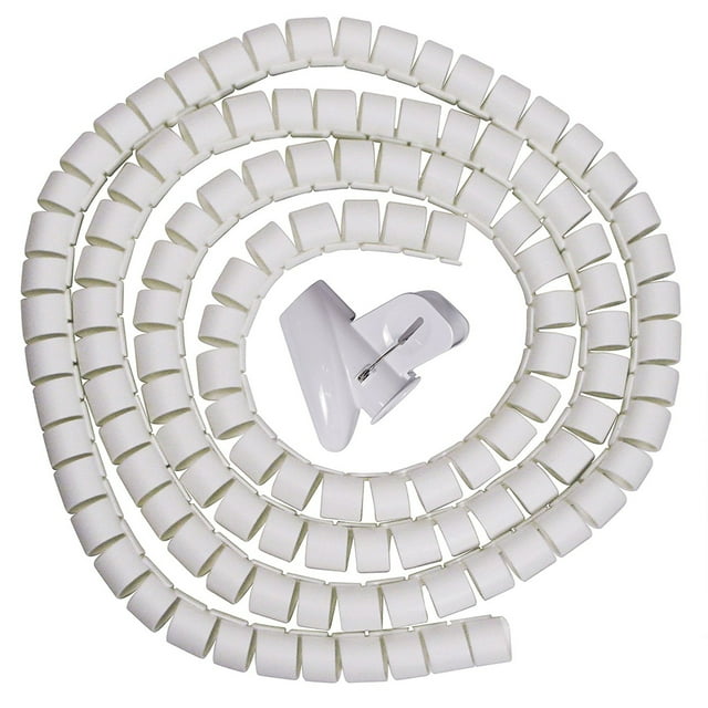 Uxcell 1.5M 10mm Organizador de cables flexible tubo envolvente espiral con clip blanco