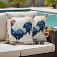 thumbnail image 5 of Retro Blue Rooster Pillow Covers 2 Pack Farmhouse Pastoral Elegant Animal Chicken Country Pillowcase Waterproof Outdoor Throw Pillow Cover for Patio Garden Square Cushion 24”x24”, 5 of 9