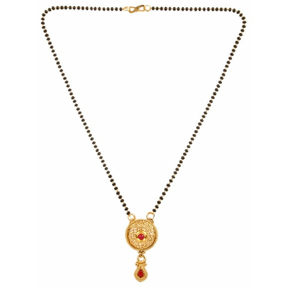 Efulgenz Indian Bollywood Traditional Ruby Emerald/Color CZ Stone Mangalsutra Pendant Necklace Jewelry with chain for Women