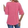 thumbnail image 5 of UVN Blouses for Women V Neck Half Bell Sleeve Shirts Summer Ladies Casual Flowy Tunic Tops, 5 of 9