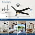 thumbnail image 6 of Electric Fans 52in Ceiling Fans with Lights, Black Modern Ceiling Fan with Remote, Farmhouse Indoor Ceiling Fan , Bright LED Light.,Ceiling Fans, 6 of 8