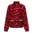 thumbnail image 5 of Jackets for Women Winter Coat Jackets Flannel Stand Collar Jacket(Animal Print Black Red Leopard Spots,Size:S-4XL), 5 of 7