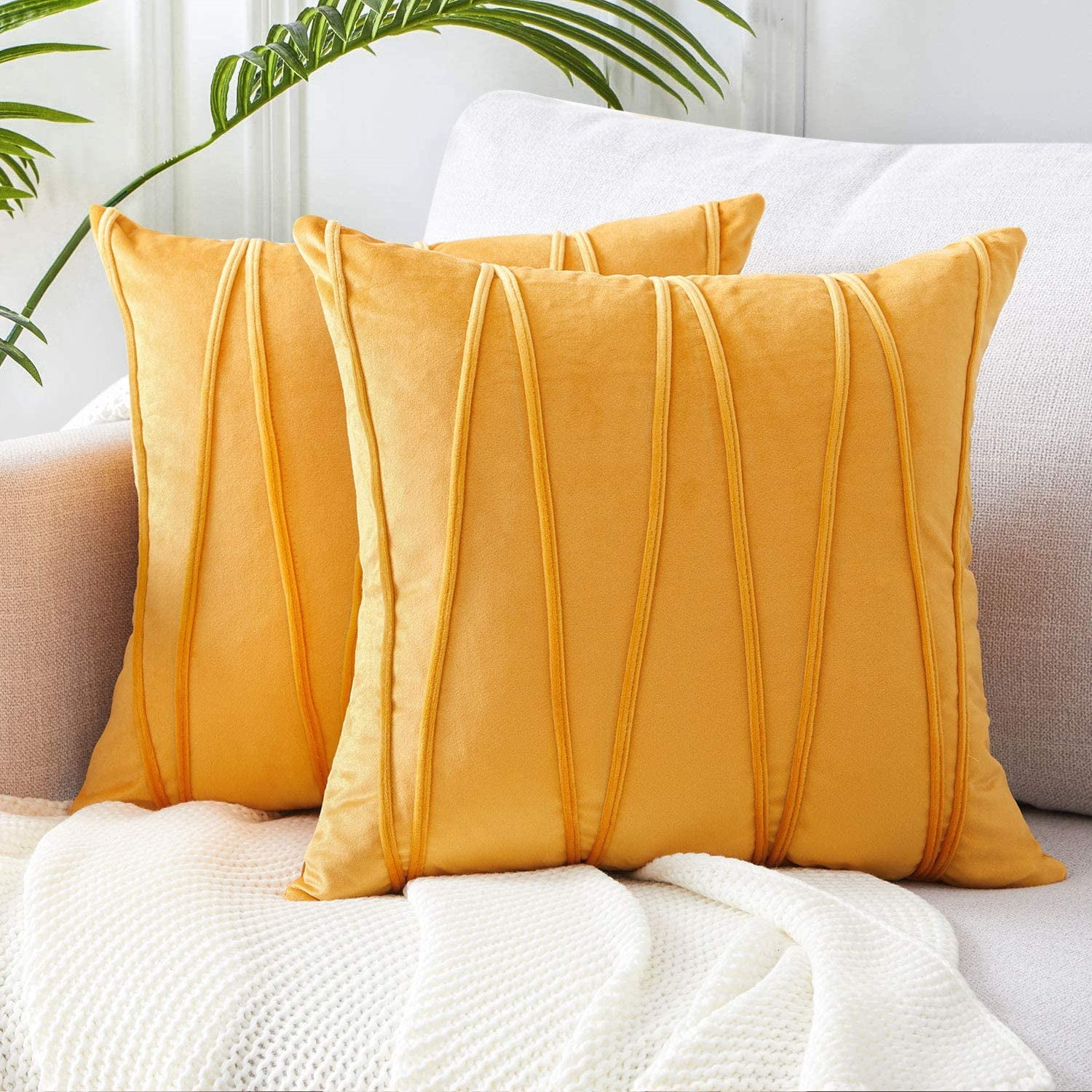 Topfinel Decorative HandMade Throw Pillow Covers Soft Particles Velvet Solid Cushion Covers 18
