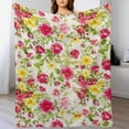 thumbnail image 4 of Floral Colorful Flower Print Blanket Warm Throw Blanket Soft Flannel Lightweight Throw Blankets Couch Bed Travel Bedding Room Decor for Kids Teens Adults, 4 of 7