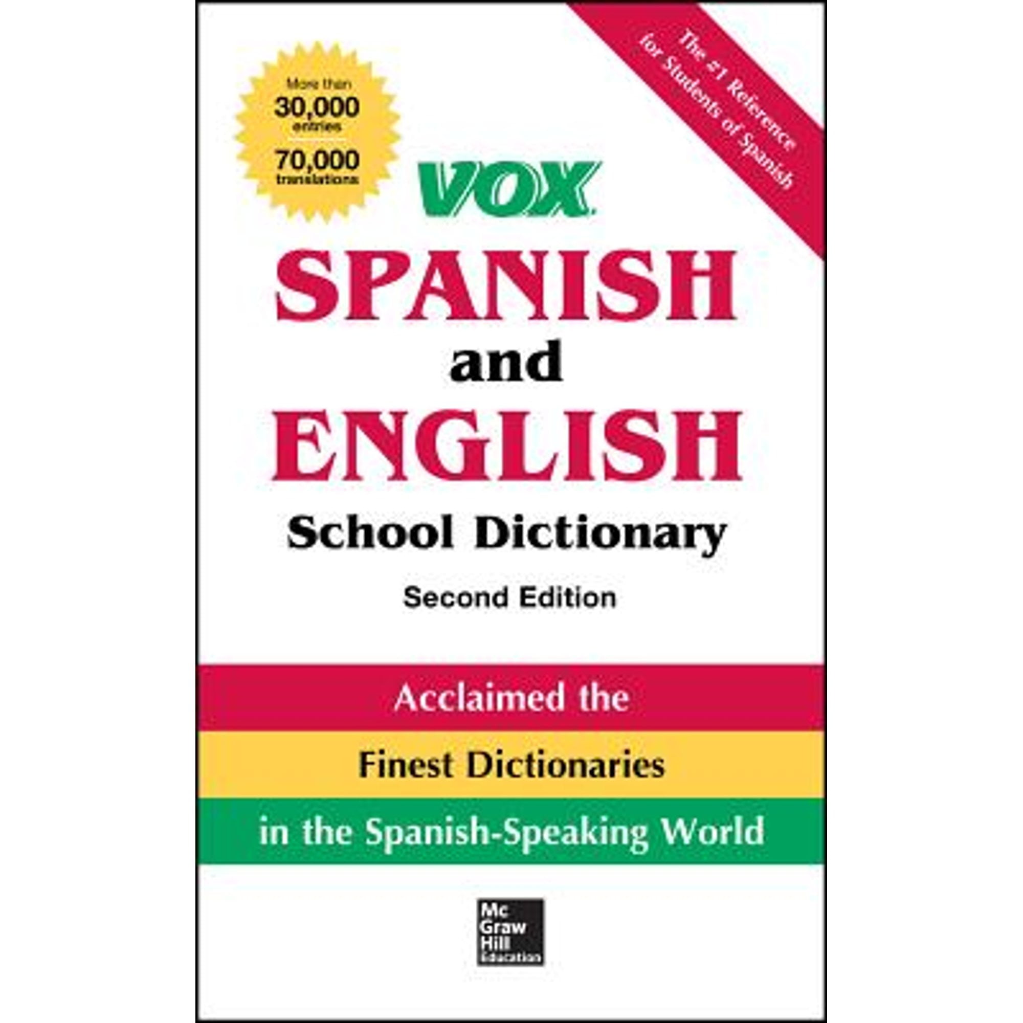 Vox Spanish and English School Dictionary, Paperback, 2nd Edition