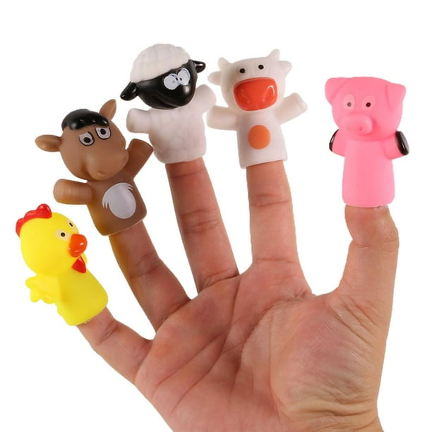 Worallymy 5Pcs Rubber Animal Bath Finger Puppets for Kids Stocking