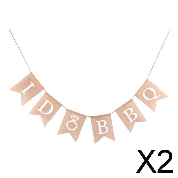 2x Vintage Yute I Do BBQ Banner Bunting Garland Boda Despedida de Soltera Decoración 2 piezas