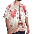thumbnail image 2 of Eiffel Tower Valentine's Day Men's Short Sleeve Printed Poplin Shirt with Spread Collar Tops - Casual Button Down Summer Beach Shirt for Men and Women, 2 of 6